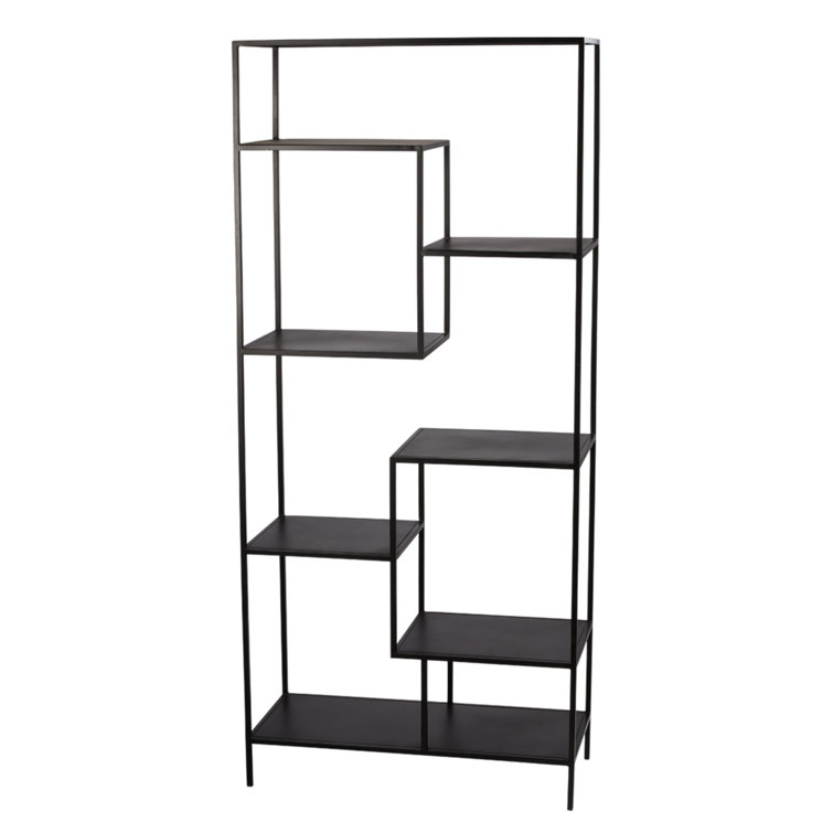 Element 16''x80'' Geometric Black Iron Open-Work Bookcase