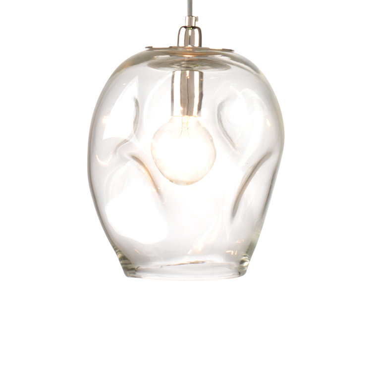 Clear Glass Nickel 1-Light Pendant with Adjustable Cord