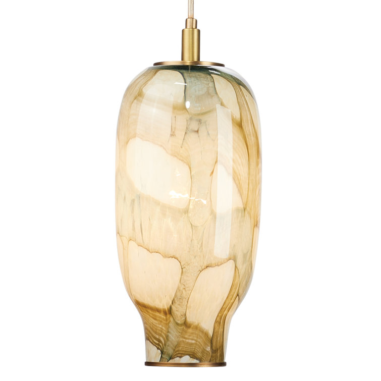 Hand-Blown Pale Blue and Brown Glass Pendant Light