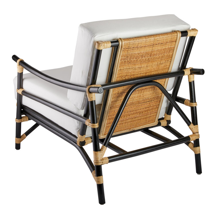 Black Handcrafted Rattan Upholstered Armchair