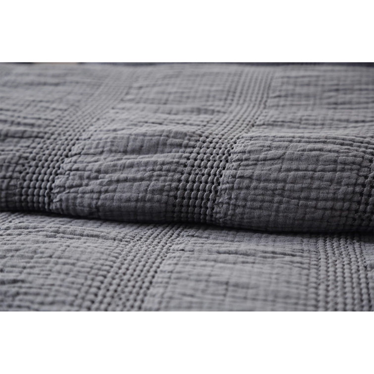 Portugal Crafted White Cotton Queen Matelasse Coverlet