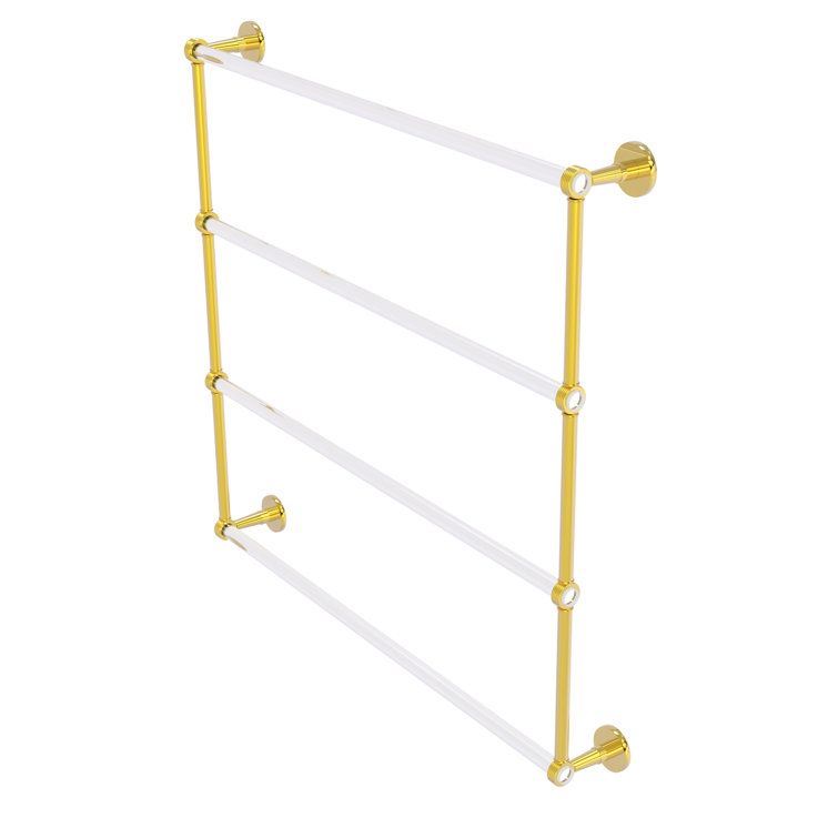 Clear Acrylic and Polished Brass 4-Tier Wall Towel Bar