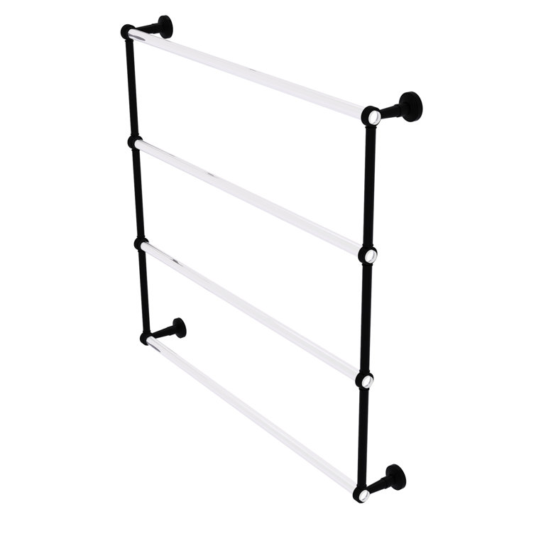 Matte Black and Clear Acrylic 4-Tier Ladder Towel Bar