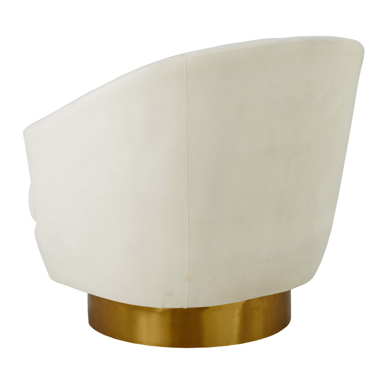 Cream Velvet Swivel Accent Chair with Gold Base