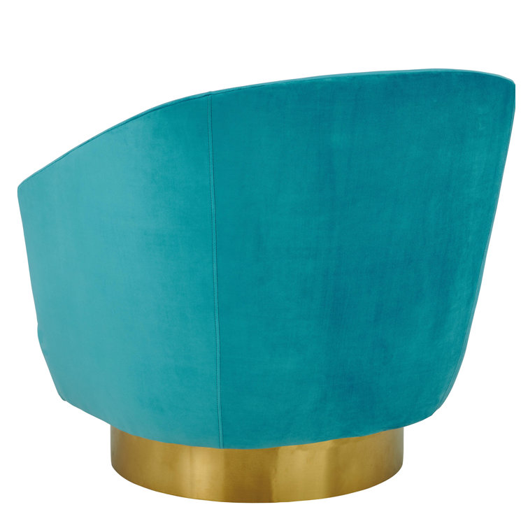 Blue Velvet Swivel Chair with Gold Base