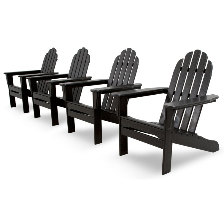 Black High-Density Polyethylene 4-Piece Adirondack Chair Set