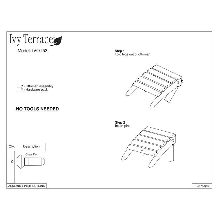 Black HDPE 2-Piece Folding Adirondack Chair Set