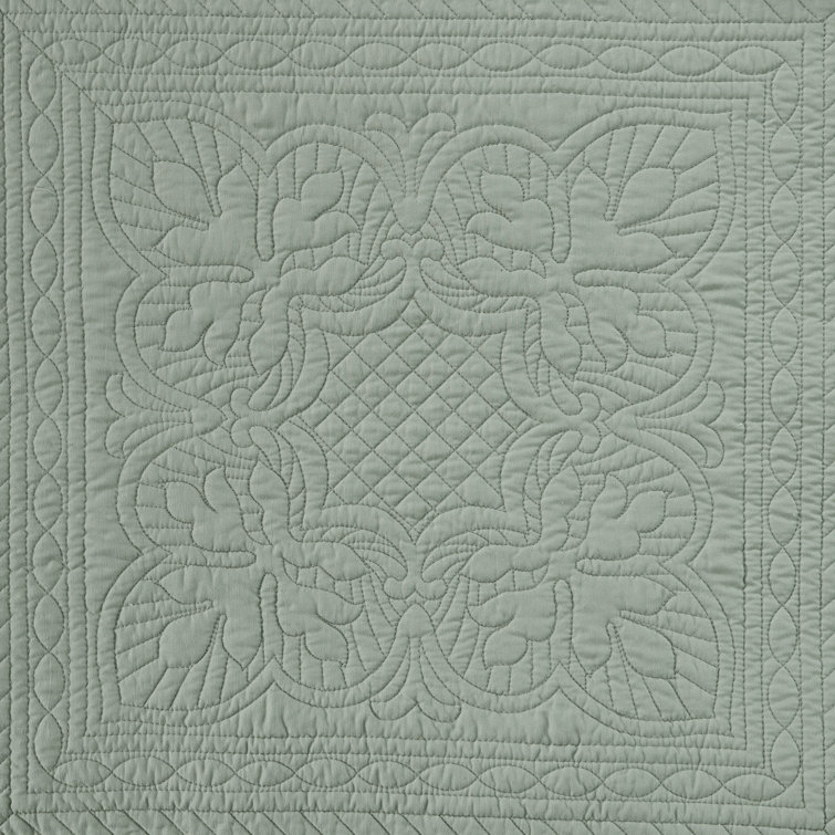 Seafoam Green Microfiber Reversible Full/Queen Quilt Set