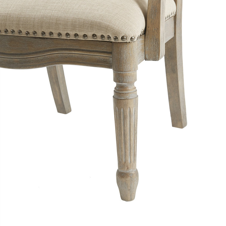 Brentwood Handcrafted Beige Linen & Natural Wood Accent Chair