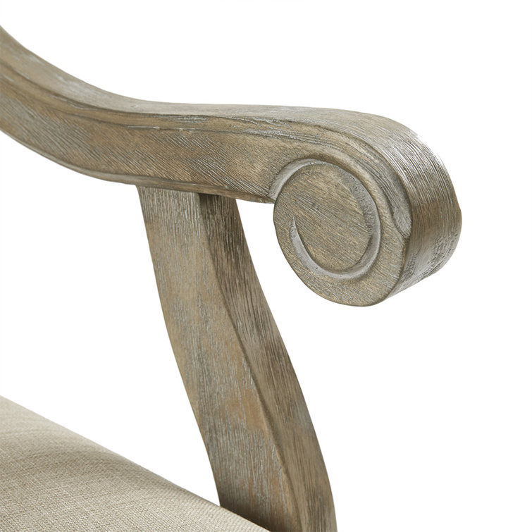 Brentwood Handcrafted Beige Linen & Natural Wood Accent Chair
