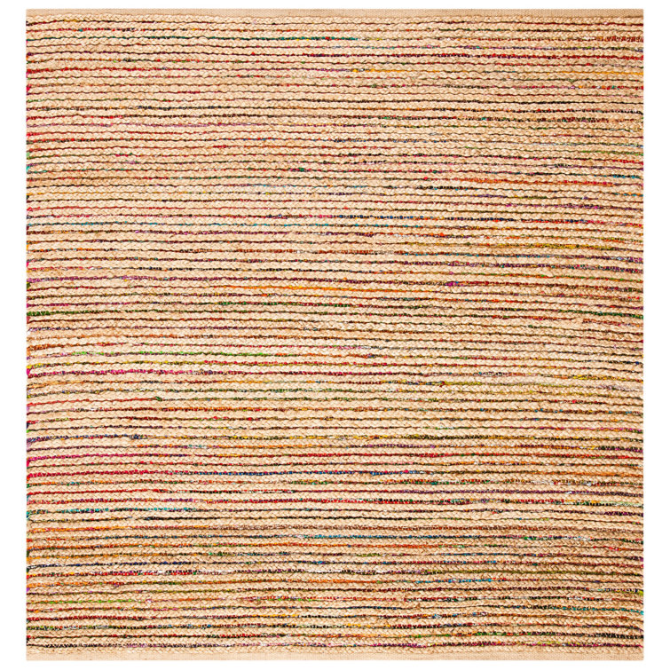 Handmade Beige Geometric Wool 6 ft. Square Area Rug