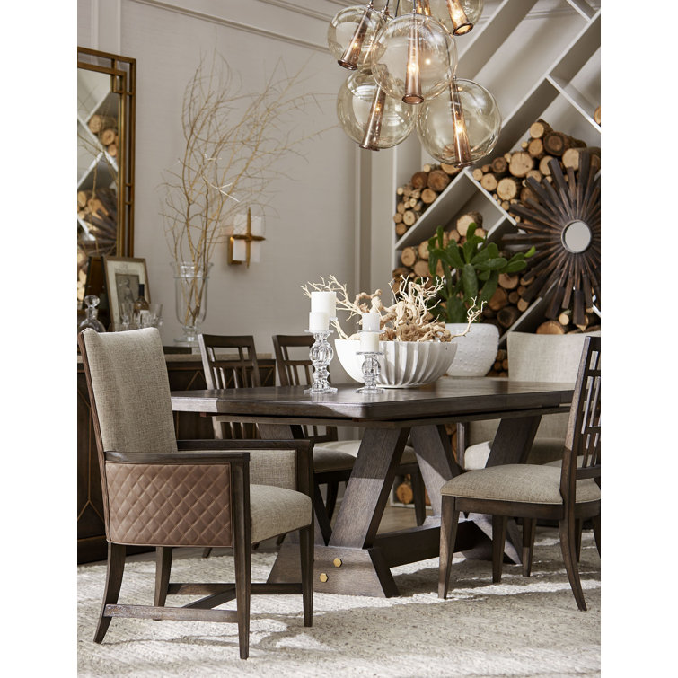 Beige and Brown Leather Upholstered Arm Chair with Wood Frame