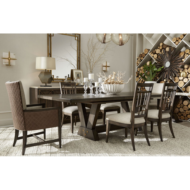 Beige and Brown Leather Upholstered Arm Chair with Wood Frame