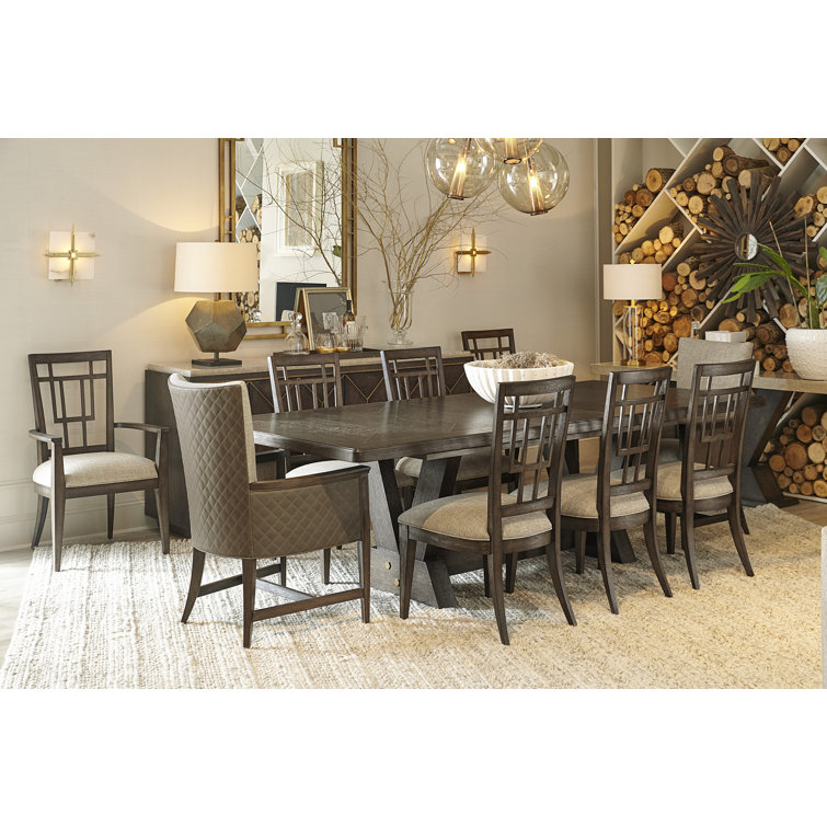 Beige and Brown Leather Upholstered Arm Chair with Wood Frame