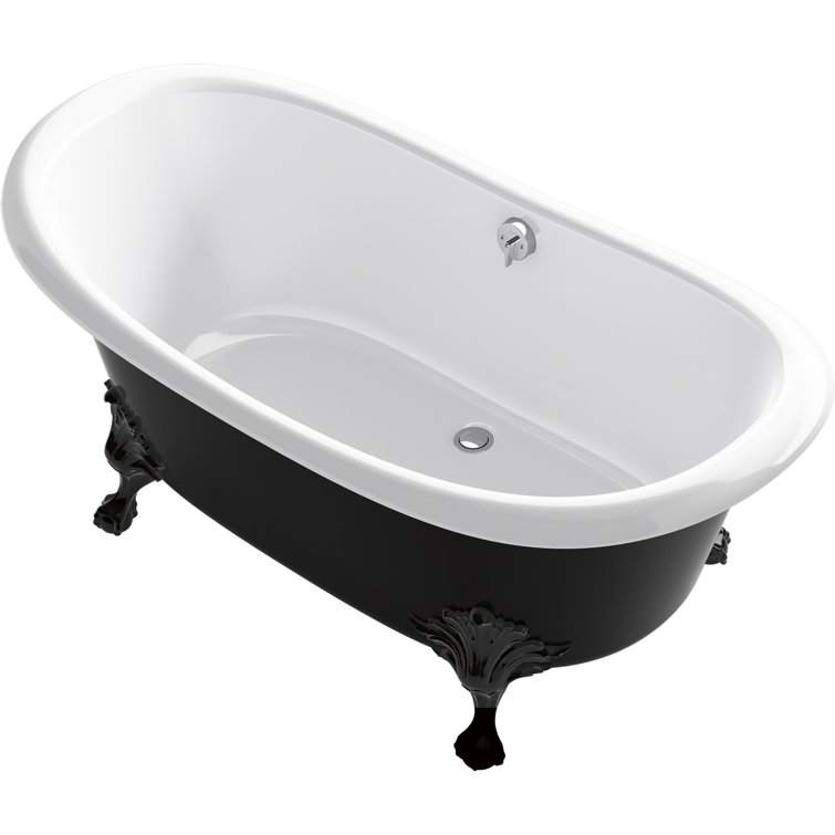 Artifacts 66" White and Black Cast Iron Clawfoot Freestanding Bath