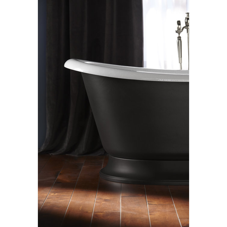 Artifacts 66" White and Black Cast Iron Clawfoot Freestanding Bath