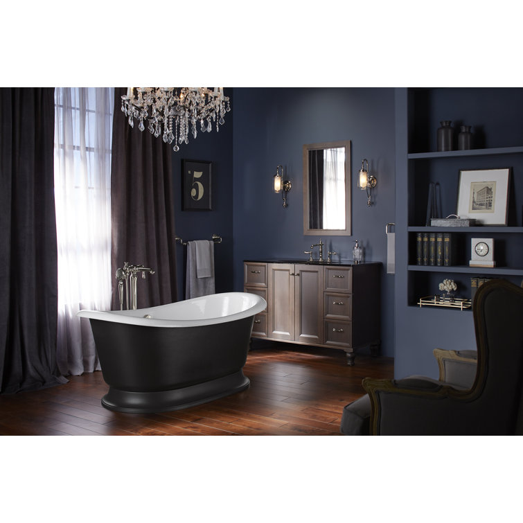 Artifacts 66" White and Black Cast Iron Clawfoot Freestanding Bath