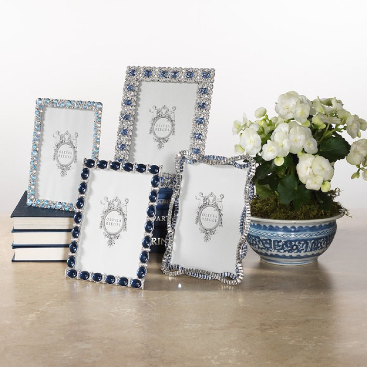 Silver and Sapphire Crystal 5x7 Picture Frame