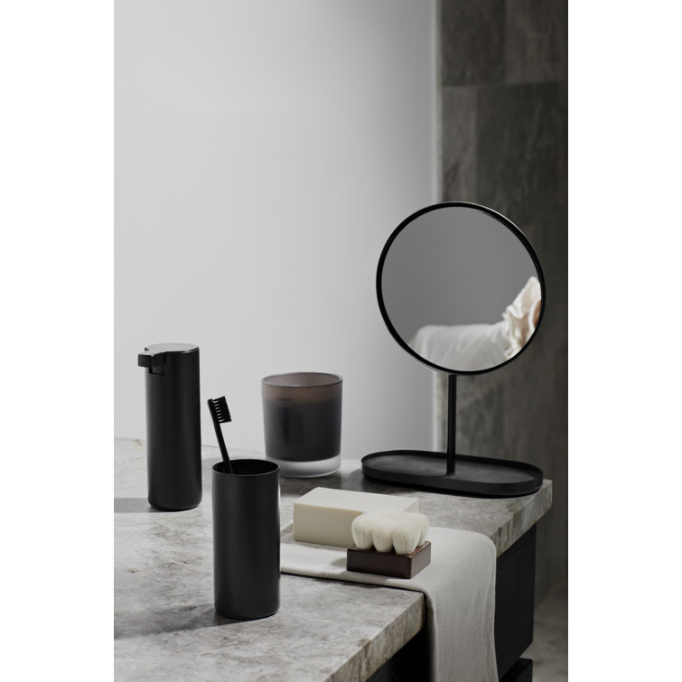 Modo Gray Titanium-Coated Steel Vanity Mirror with Tray