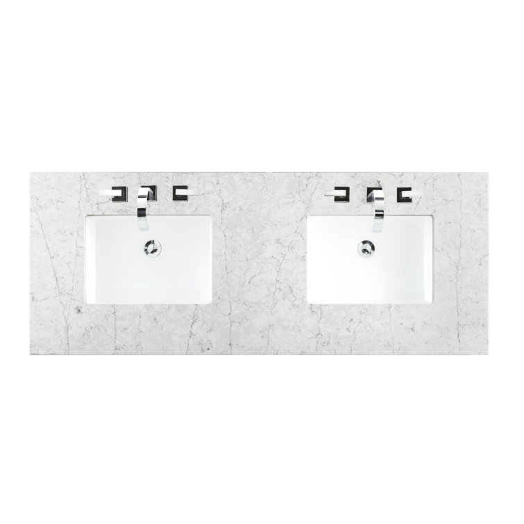 Bristol 60" Dark Wood Double Vanity with Arctic Fall Top