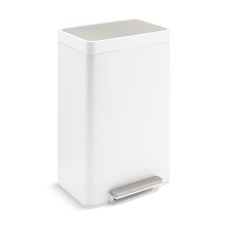 White Stainless Steel 13 Gallon Step-On Trash Can