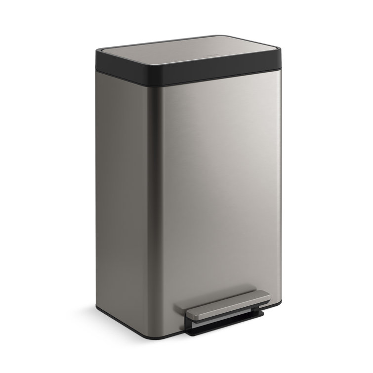 Stainless Steel Dual Compartment Kitchen Trash Can with Pedal