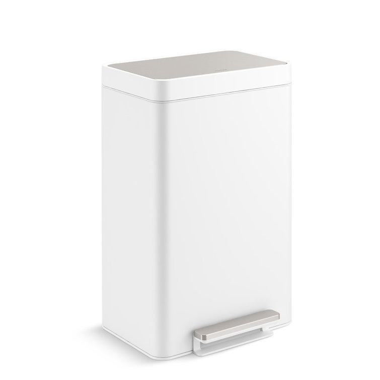 11 Gallon Stainless Steel and White Dual Compartment Trash Can
