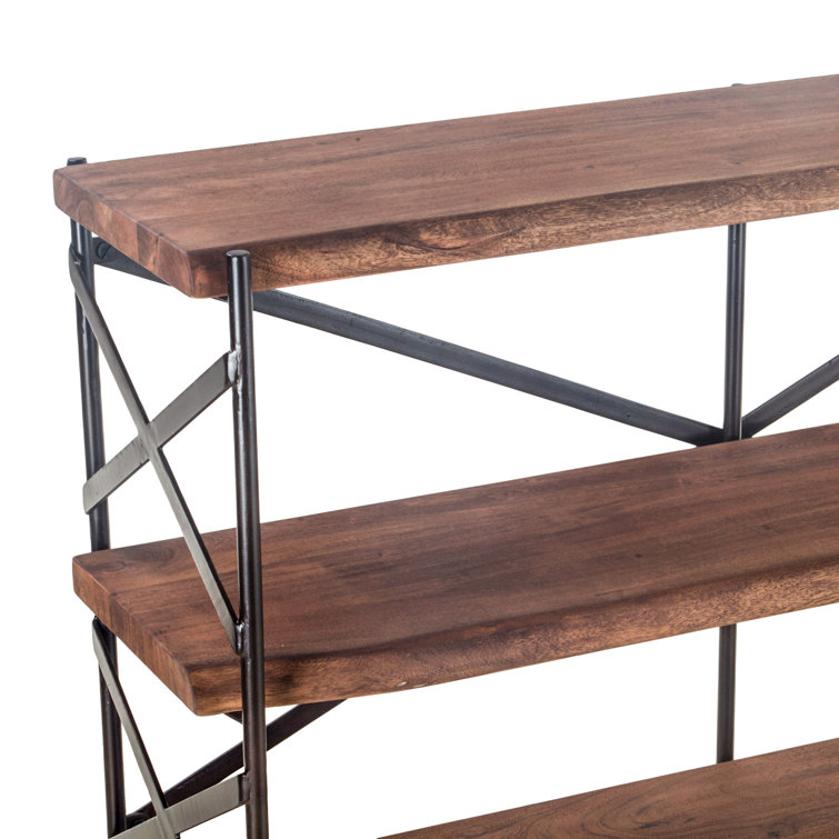 Blayne Rustic Walnut and Iron Etagere Bookcase