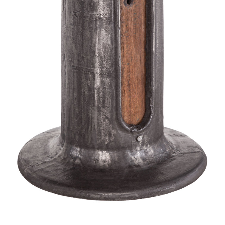 Industrial Round Dining Table with Marble and Reclaimed Teak Wood