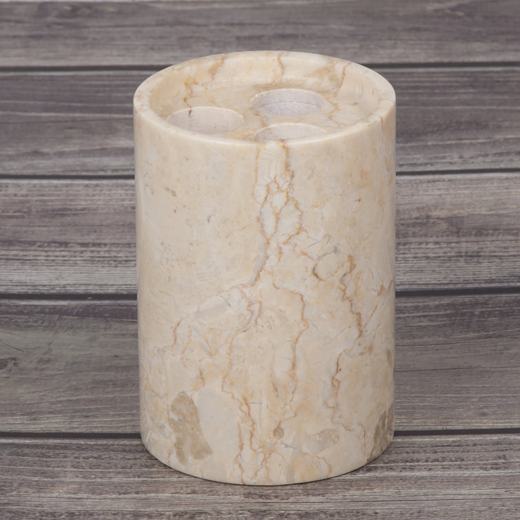 Elegant Champagne Marble Toothbrush Holder with Polished Finish