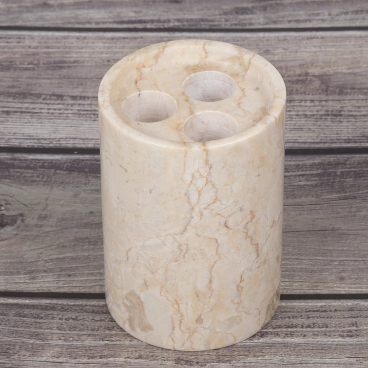 Elegant Champagne Marble Toothbrush Holder with Polished Finish