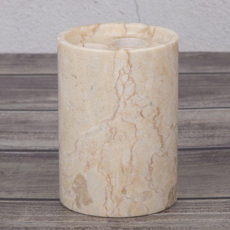 Elegant Champagne Marble Toothbrush Holder with Polished Finish