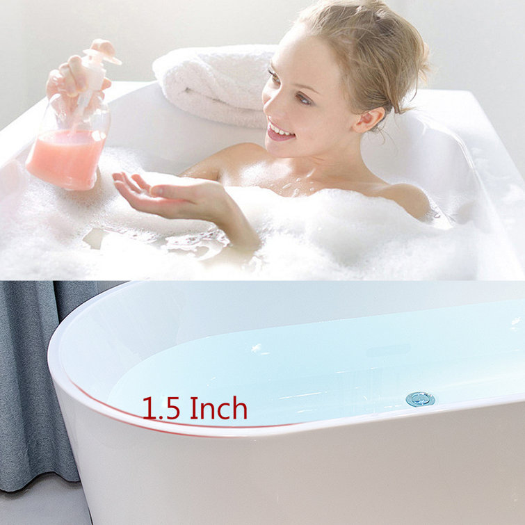 Modern White Acrylic Freestanding Soaking Bathtub, 55" x 28"