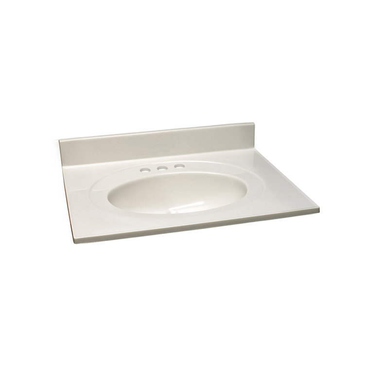 25-Inch Ivory Swirl Cultured Marble Vanity Top with Backsplash