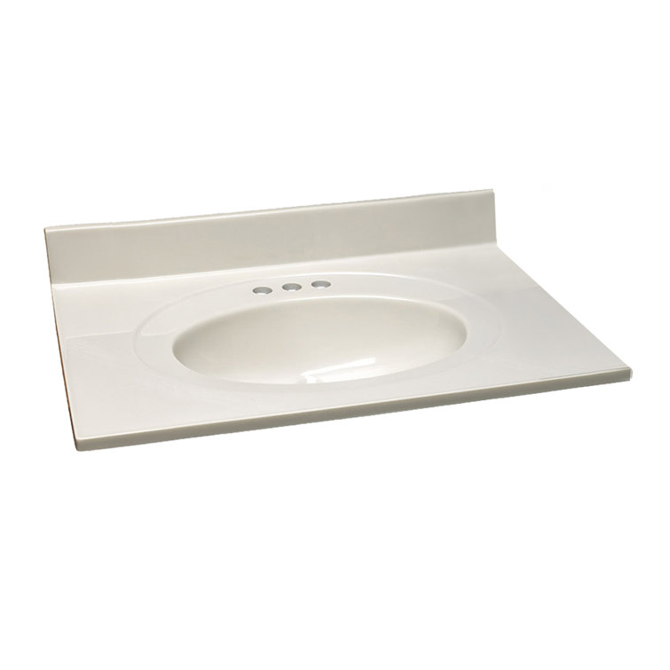31 Inch White Cultured Marble Vanity Top with Backsplash