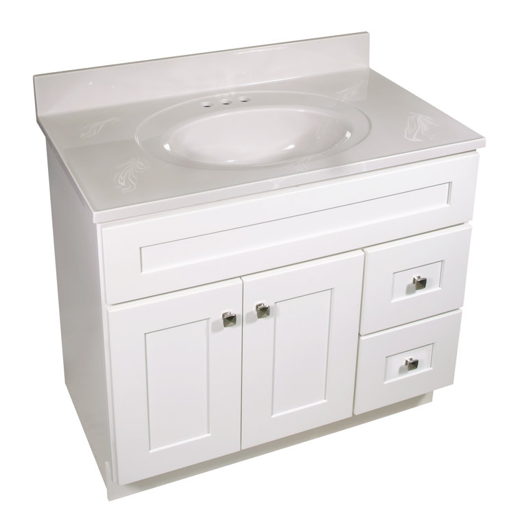 Ivory Swirl 37-Inch Cultured Marble Vanity Top with Backsplash