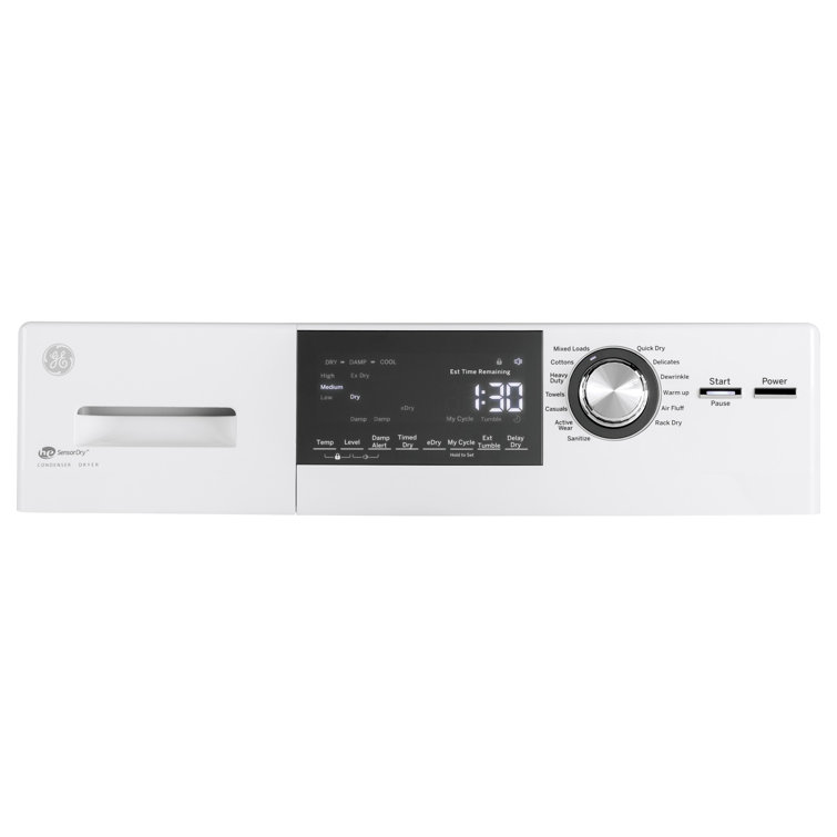 White 4.1 cu. ft. Stackable Electric Dryer with Stainless Steel Drum
