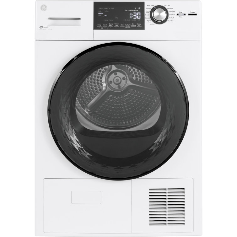 White 4.1 cu. ft. Stackable Electric Dryer with Stainless Steel Drum