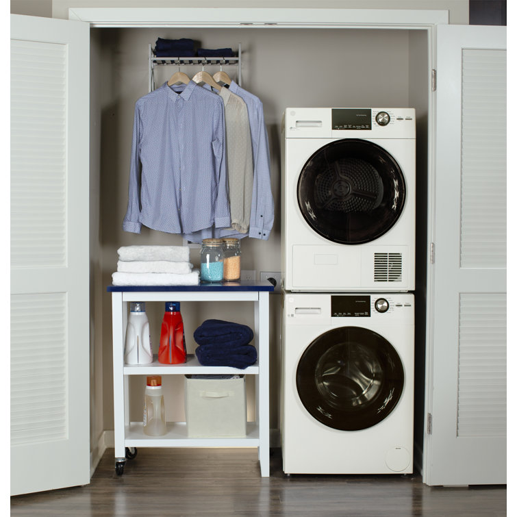 White 4.1 cu. ft. Stackable Electric Dryer with Stainless Steel Drum