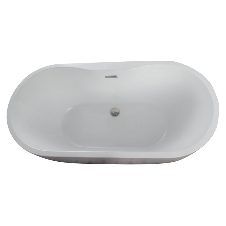 55.5'' White Acrylic Freestanding Soaking Bathtub