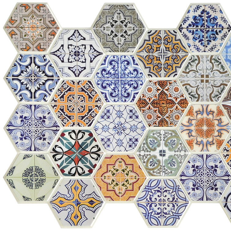 Multicolor Hexagon Embossed PVC 3D Wall Panels