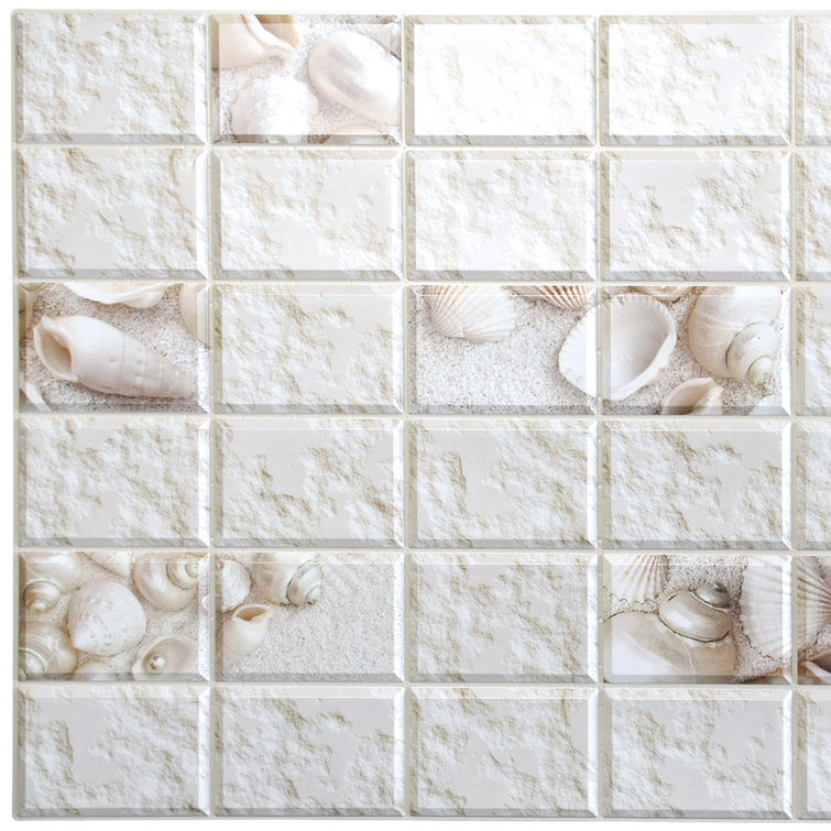 White Faux Distressed Stone Shells 3D PVC Wall Panels