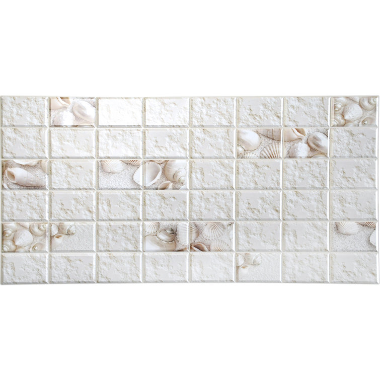 White Faux Distressed Stone Shells 3D PVC Wall Panels