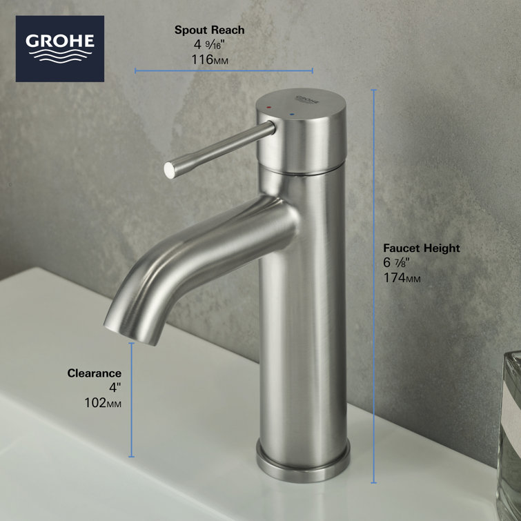 Essence Modern Single-Hole Brass Bathroom Faucet in Brushed Grey