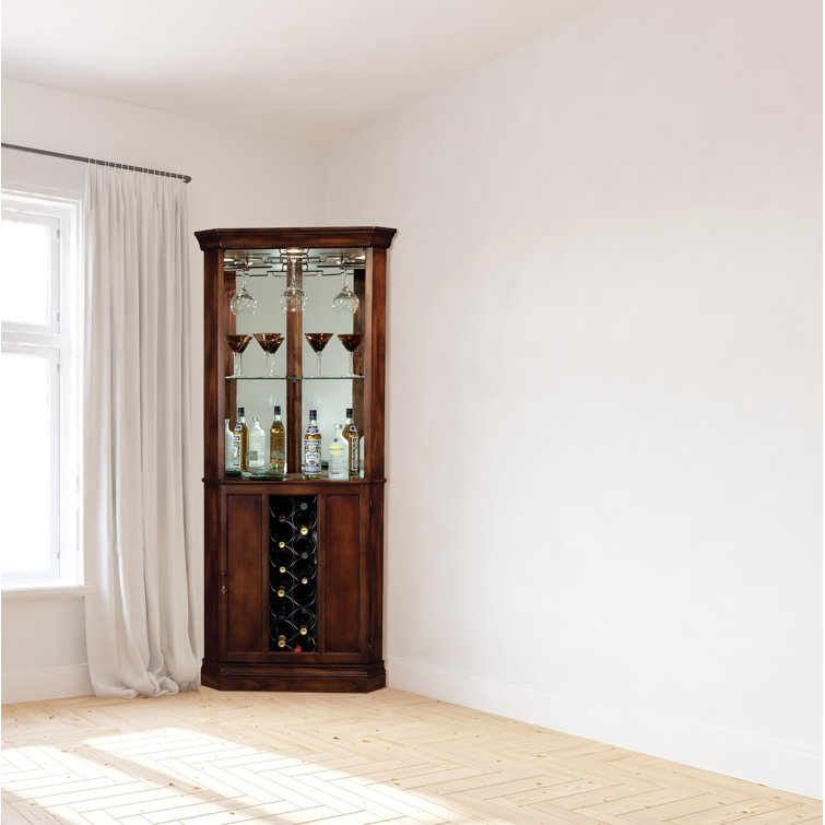 Piedmont Rustic Cherry Solid Wood Corner Bar Cabinet