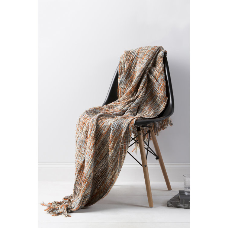 Rust and Ivory Geometric Pattern Acrylic Throw Blanket