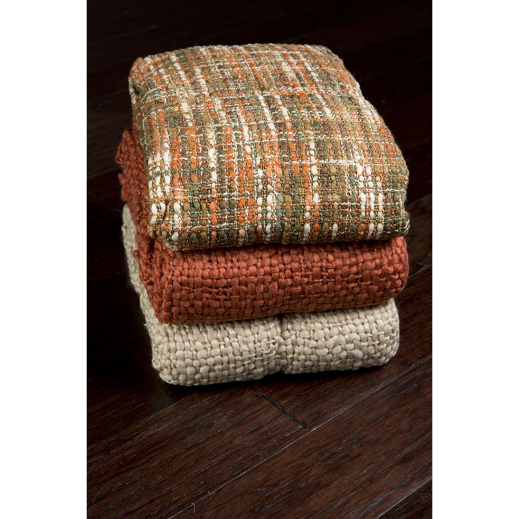 Rust and Ivory Geometric Pattern Acrylic Throw Blanket