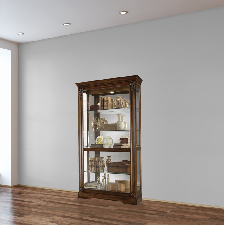 Brown Lighted Traditional Glass Curio Cabinet