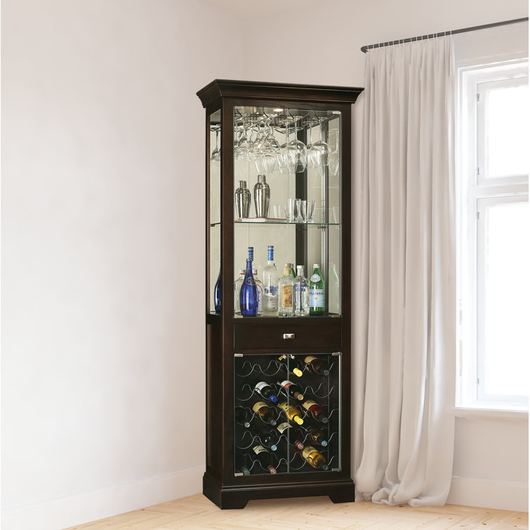Elegant Transitional Gimlet Wine & Bar Cabinet in Rich Brown