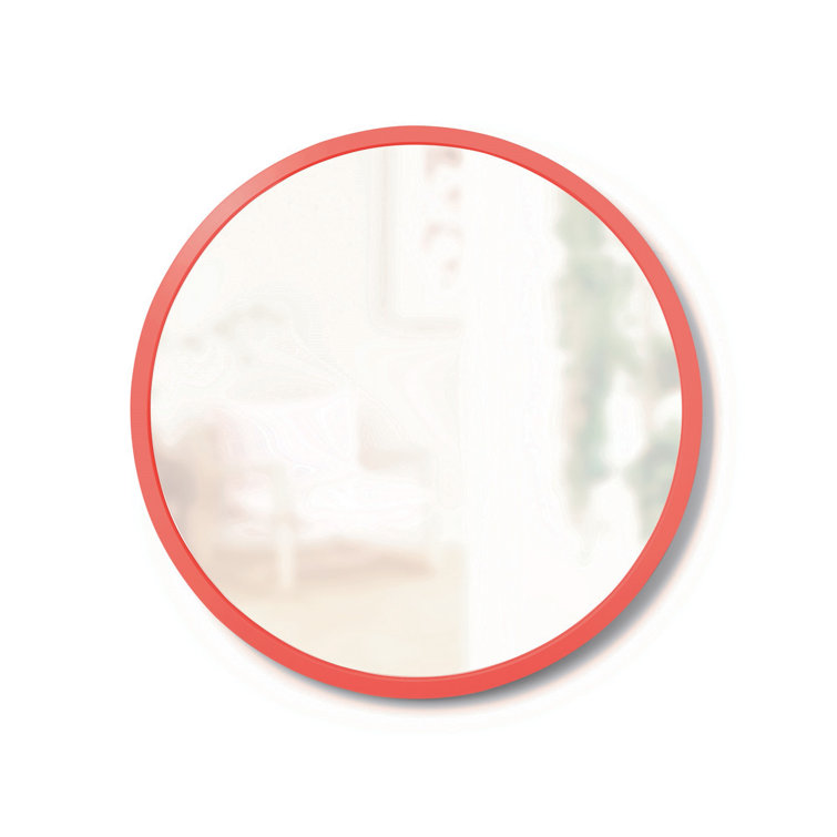 26'' Modern Black Round Wall Mirror with Rubber Frame